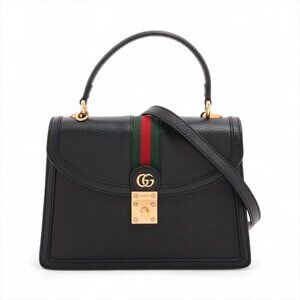 Gucci Ophidia Leather 2 Way Handbag Black 651055